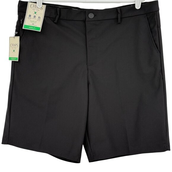Chaps Golf Men's Slim Fit Black Onyx Stretch Shorts Size 38 Comfort Waistband NW - Picture 1 of 11